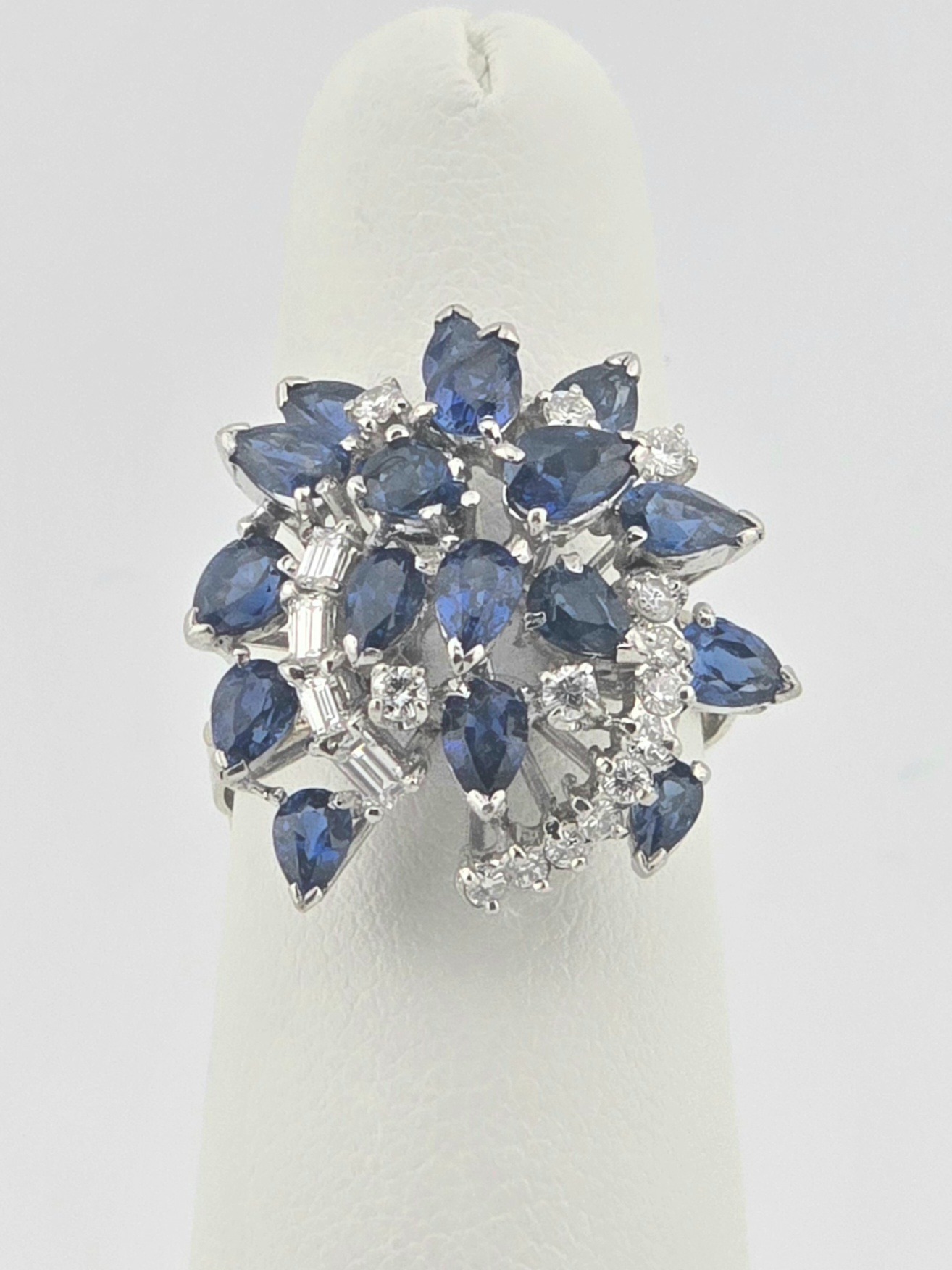 VINTAGE 14KW SAPPHIRE ~2CTW DIAMOND ~0.25CTW ~H ~SI SIZE ADJUSTABLE