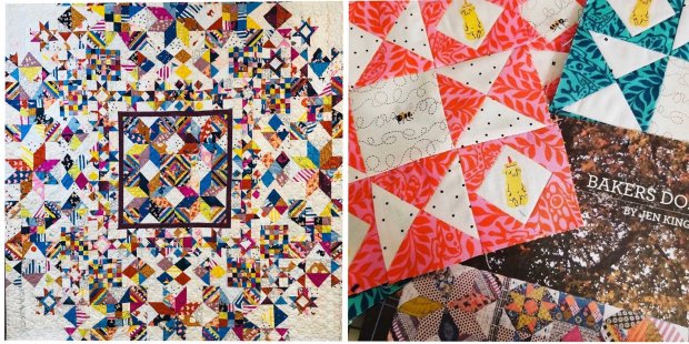 Bakers Dozen Ruby Star Quilt and Tula Pink Fabric options