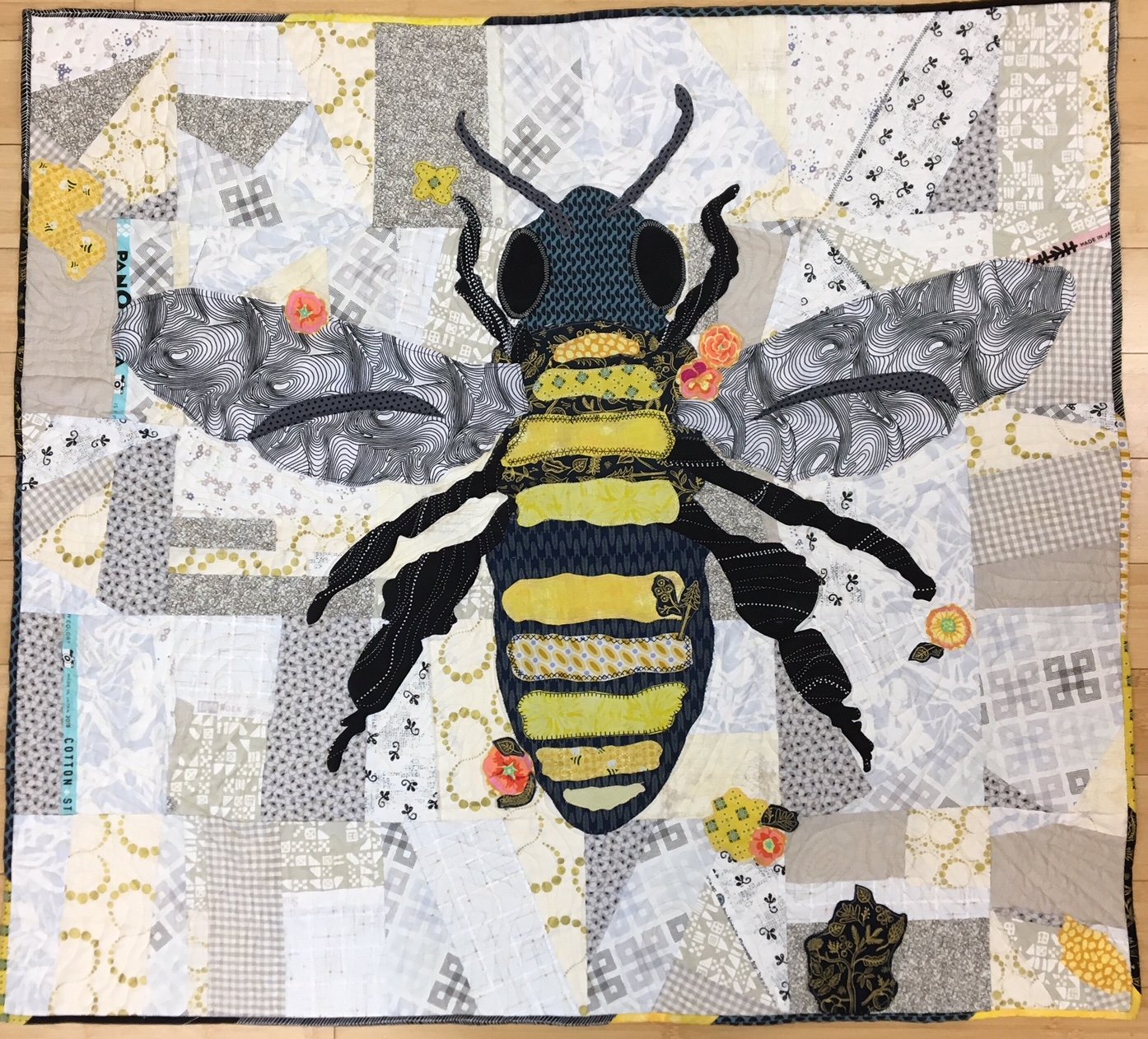 Honey Bee Collage Quilt Pattern by Laura Heine of Fiberworks