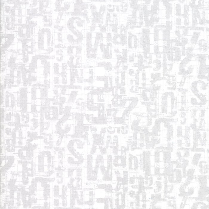 Moda Basic Grey Composition 10 Key Numbers Fabric in Taupe 30456-15