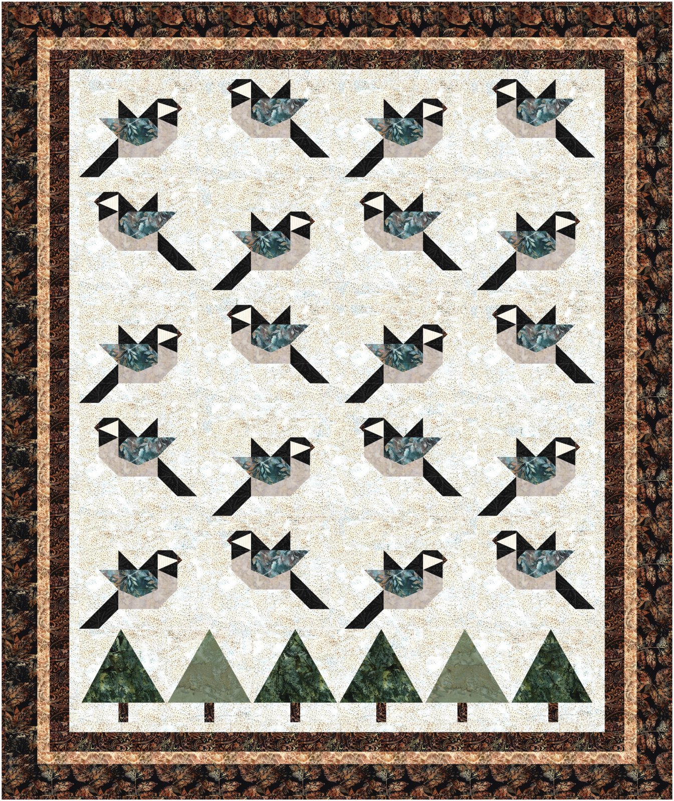 Chickadee-dee-dee quilt pattern. Digital copy.