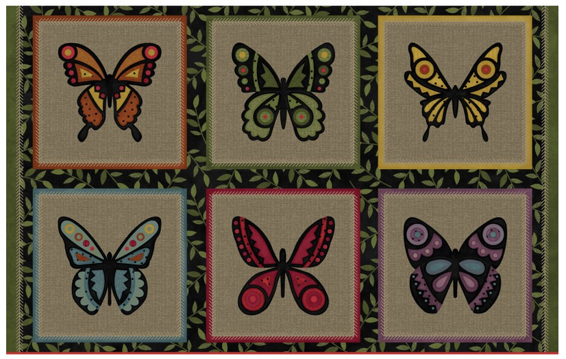 Fabric Flannel Bonnies Butterflies Block Panel