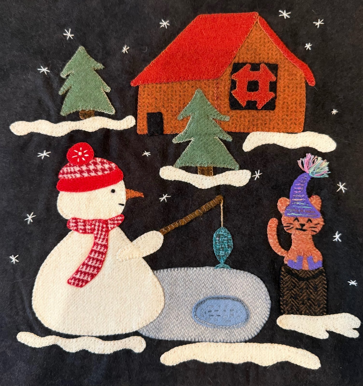 Fishing With Friends Block #8 Frostbite Farm Stitch A Long  Block Kit 