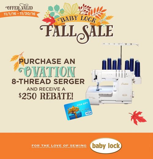 Ovation serger promotion November 2016