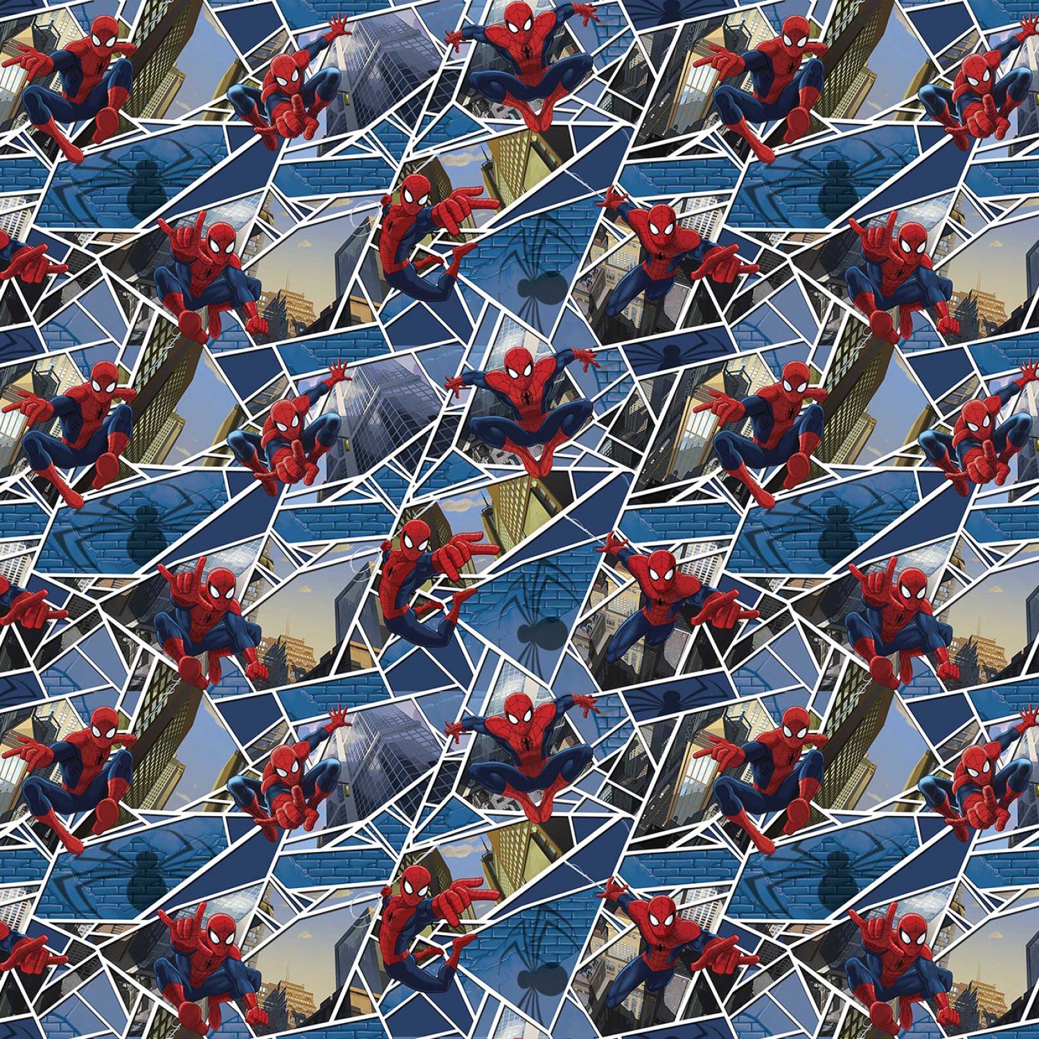 SPIDERMAN PANES FABRIC BLUE