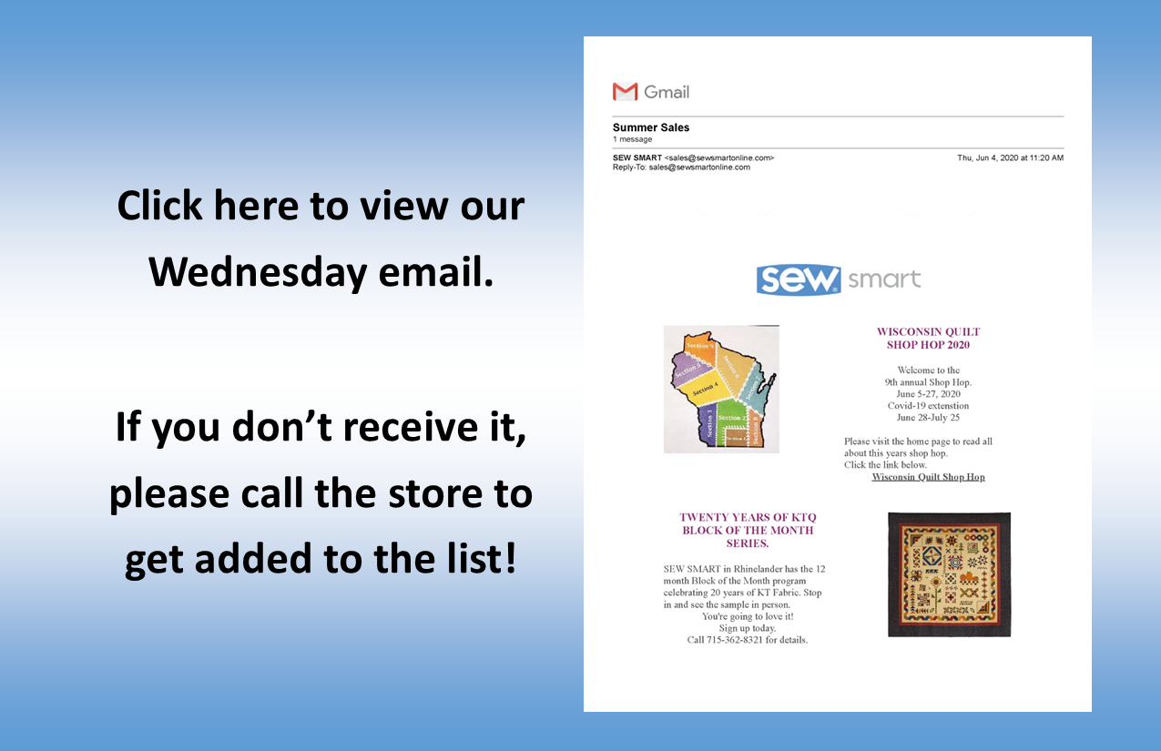 Sew Smart | Central Wisconsin's Largest Creative Sewing Center!