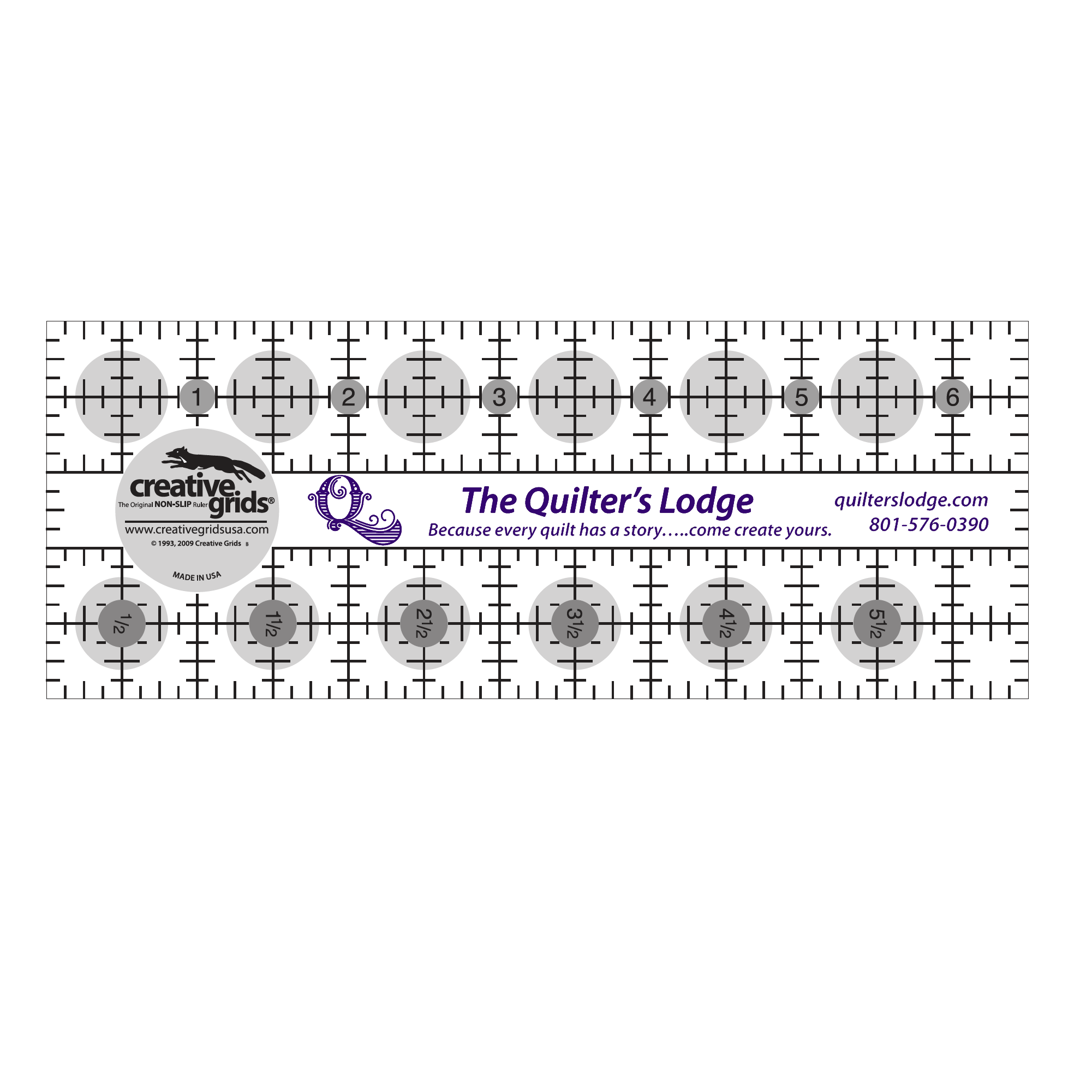 Creative Grids Quilt Ruler  - - -  Quilter's Lodge Logo Ruler - 6 1/2 x 2 1/2