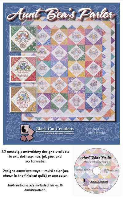 Aunt Bea'S Parlor Machine Embroidery Cd By Black Cat Creations 47" X 56" (858253001721)