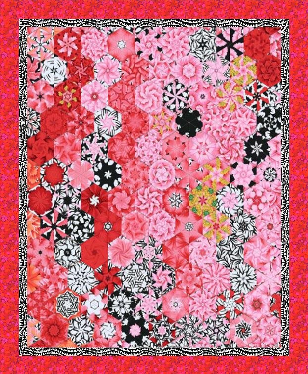 Watercolored Kaleidoscope - Brocade Peony/Crimson