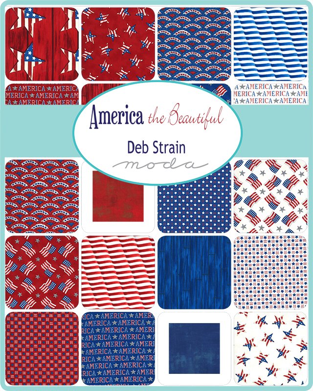Lake Blue Stars Stripes By Deb Strain For Moda Fabrics America The Beautiful In Stock and Ships Today Sold By The Yard