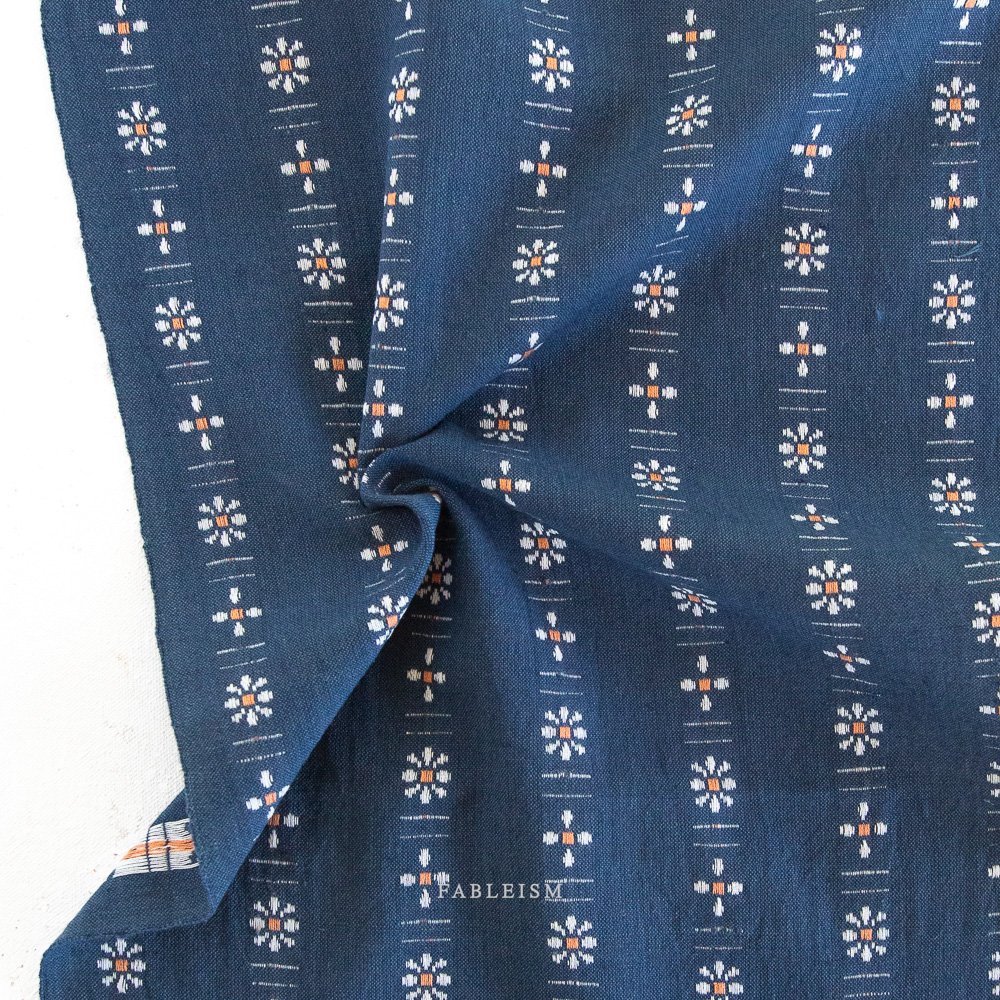 Forest Forage Daisies In Indigo Woven
