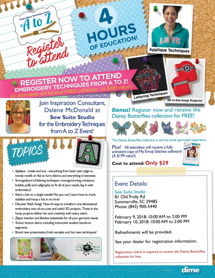 Embroidery Techniques from A TO Z Designs in Machine Embroidery Event