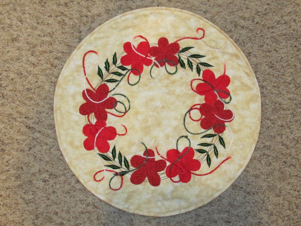 Yarn Couching And Thread Velvet Table Mat Or Table Runner