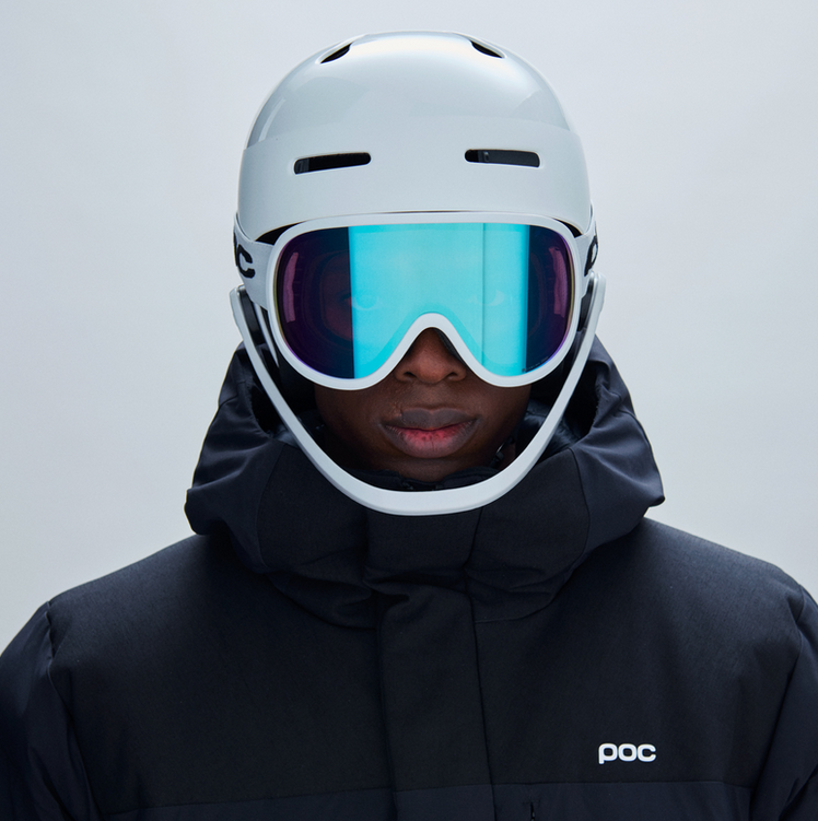 poc helmet with smith goggles 2027 POC Artic SL MIPS Snow Helmet - Hydrogen White