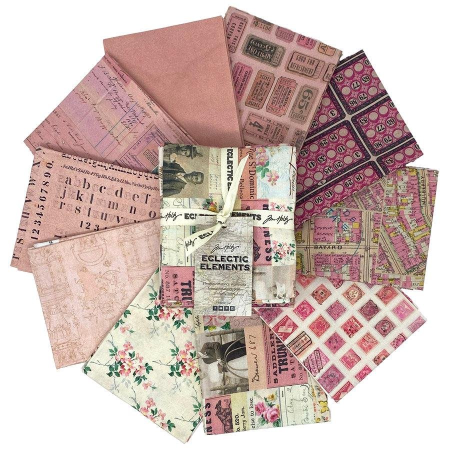 Tim Holtz Palette Pink 10 Fat Quarters by Free Spirit