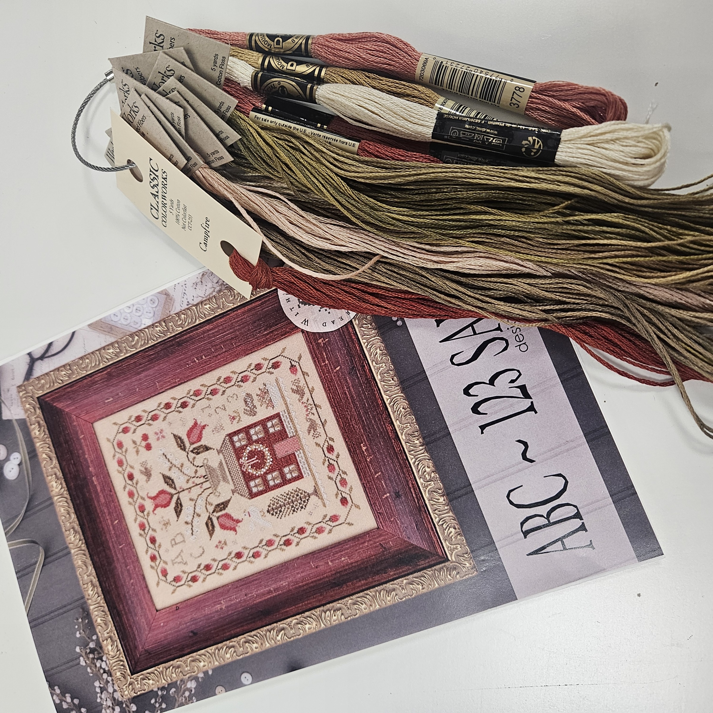 ABC 123 Sampler Cross Stitch Chart & Floss Kit by With Thy Needle and Thread