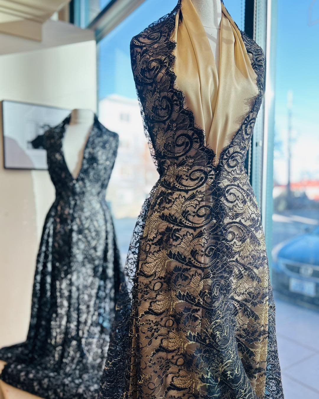 Black and Gold Chantilly Lace