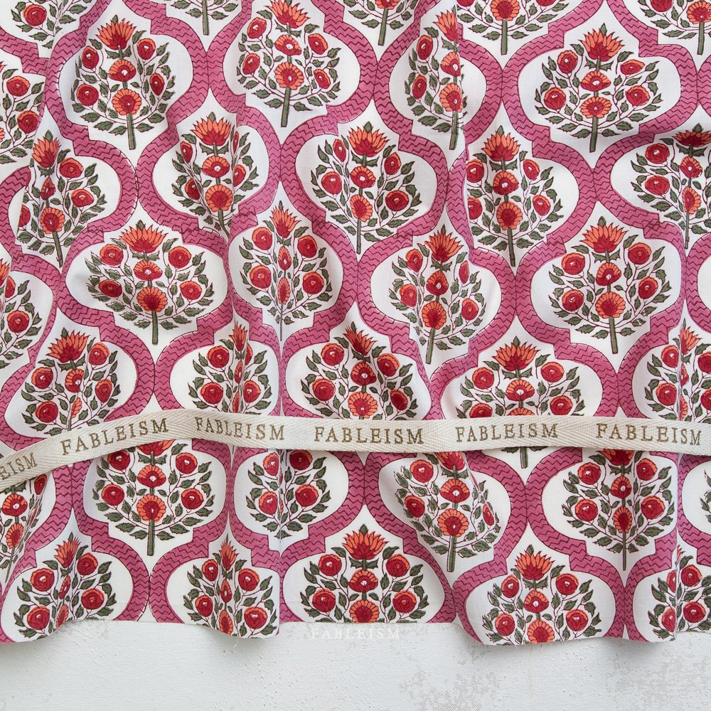 Lattice Floral in Pink – Indian Block Prints: Cottage – Fableism – BPCT-04-LAT-PINK