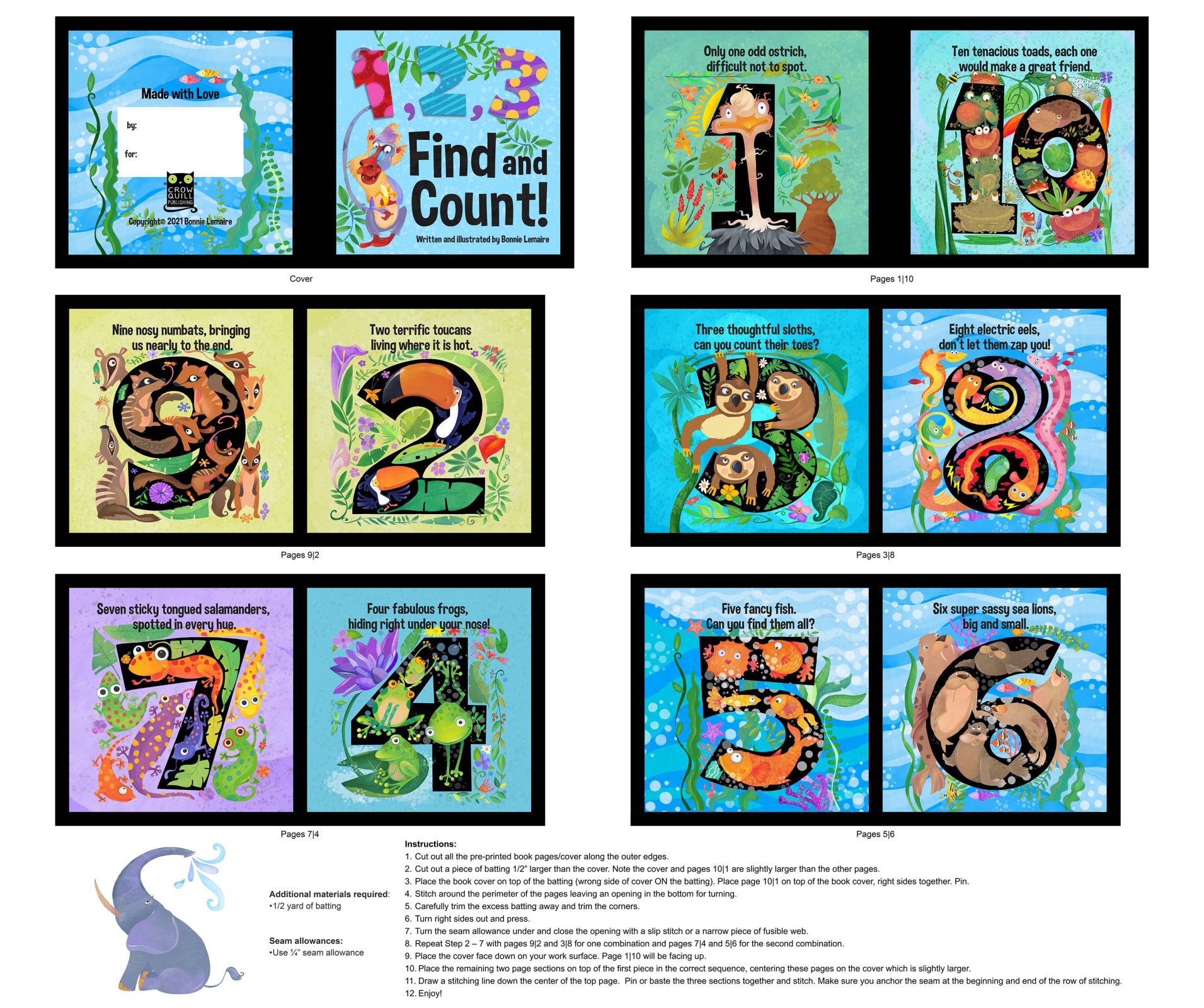 Abc 123 book panel black multi 778148312995
