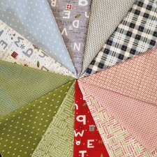 Moda Fabrics On Dasher Sweet Water Fat Quarter Bundle, Christmas Fat Quarter Bundle, 12 holiday fat quarters