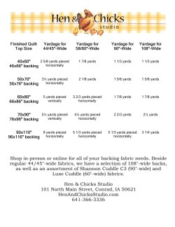 simple chart for helping quilters determine backing fabric quantities for their quilts