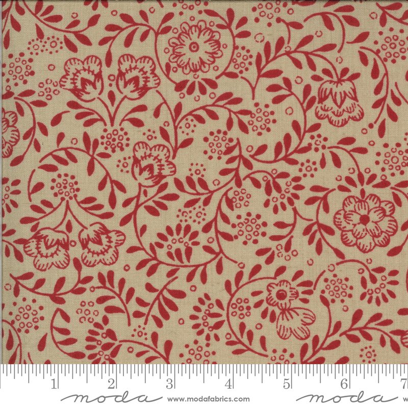 La Rose Rouge Collection Perpetue Roche Rouge Red Cream Yardage Designed by French General for Moda Fabrics 100/% Cotton #13887 22