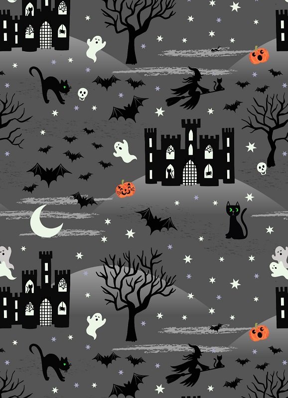 Castle Spooky Castle On Grey Glow In The Dark By Lewis Irene 21686