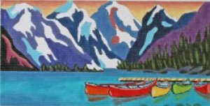 Mountain Lake needlepoint by Louise Marion