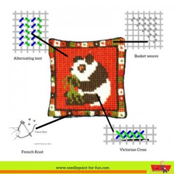 Needlepoint stitch guide for Animal Fayre Little Panda