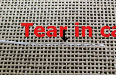 repair a nicked needlepoint canvas