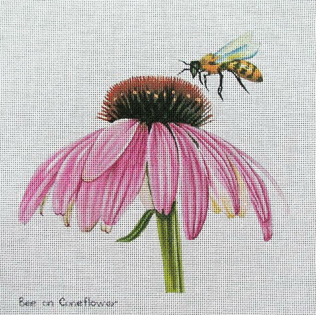 bee on coneflower handpainted