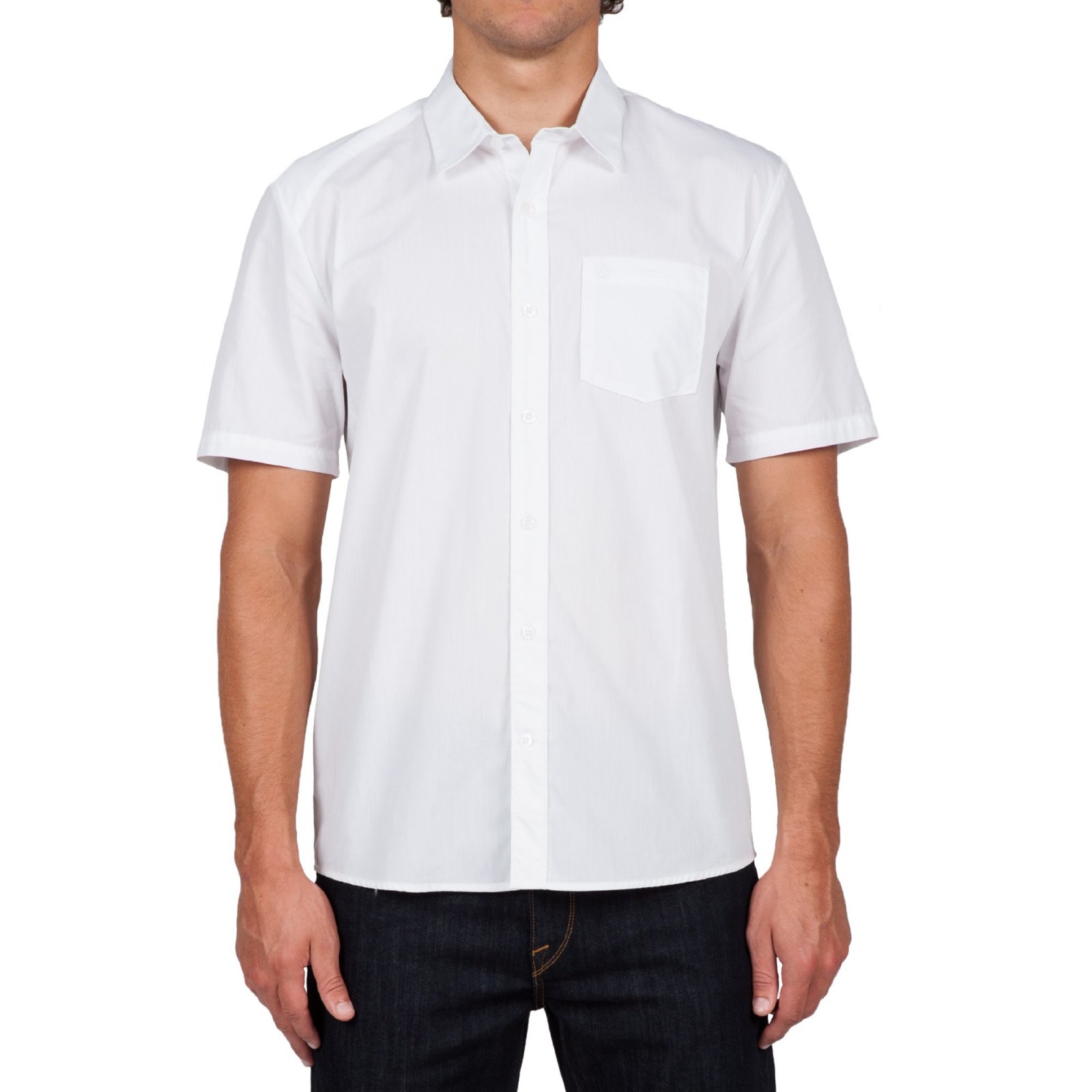 Volcom Everett Solid S/S Woven White - 889623576358