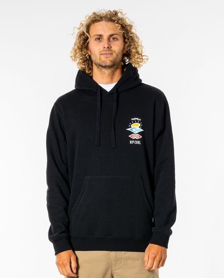 Rip Curl Search Icon Hoodie Black - 9354610605638