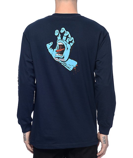 Santa Cruz Screaming Hand LS Tee Shirt Navy