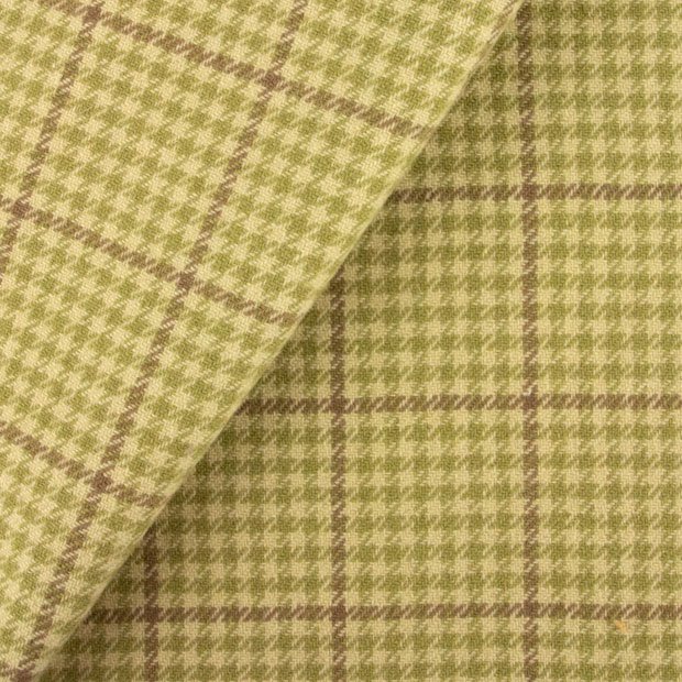 Softly Colored Houndstooth Of Olive Tan & Brown #23 - Felted 100% Wool - Fat Quarter