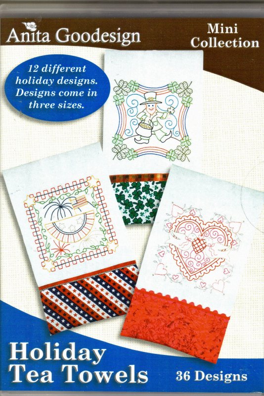 Holiday Tea Towels Anita Goodesign Embroidery Machine Design CD