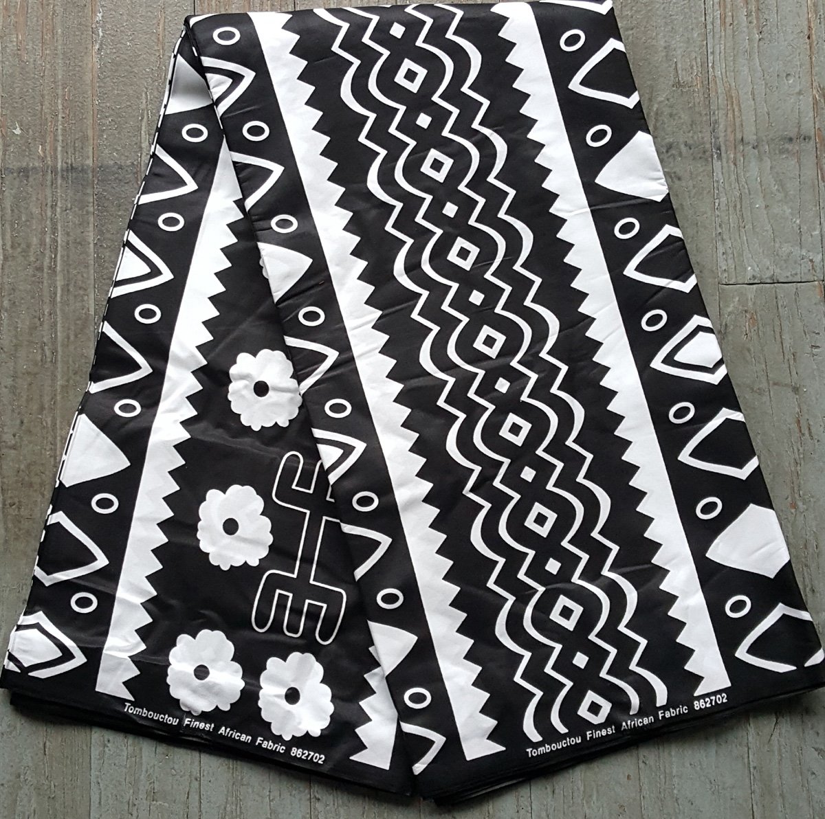 African Black and White Stripe Fabric 492