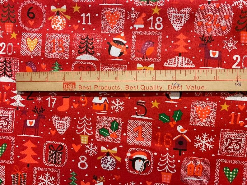 French Red Advent Calendar Fabric (62 wide) French Red Advent Calendar Fabric (62 wide)