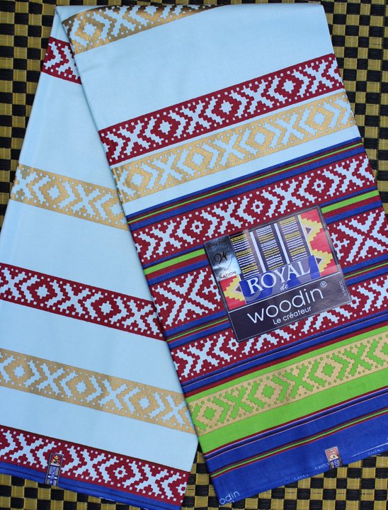 Woodin Royal Light Blue And Red Printed Fabric 816