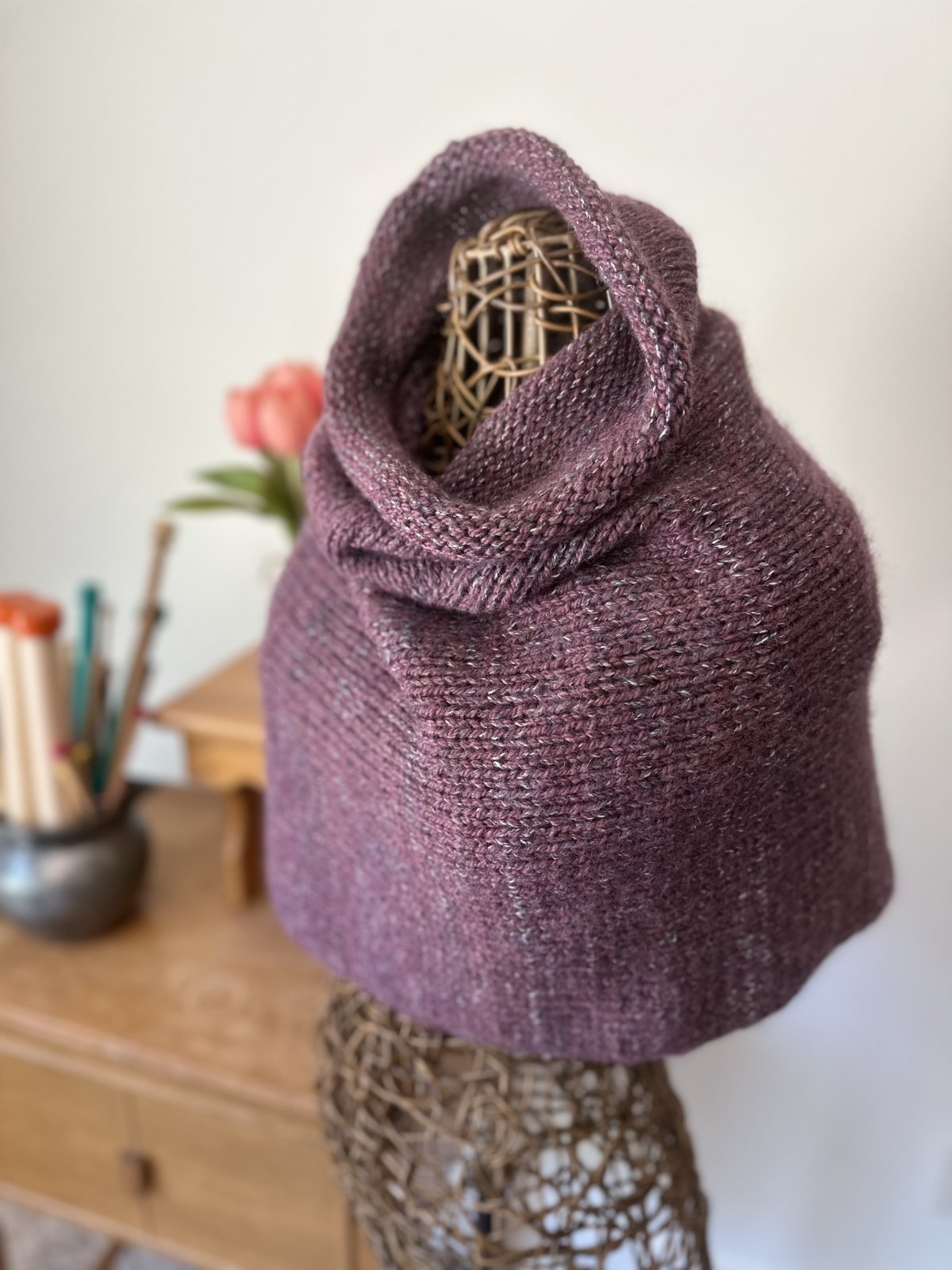 Two Point Cowl in Dulce and Winterburn Aran