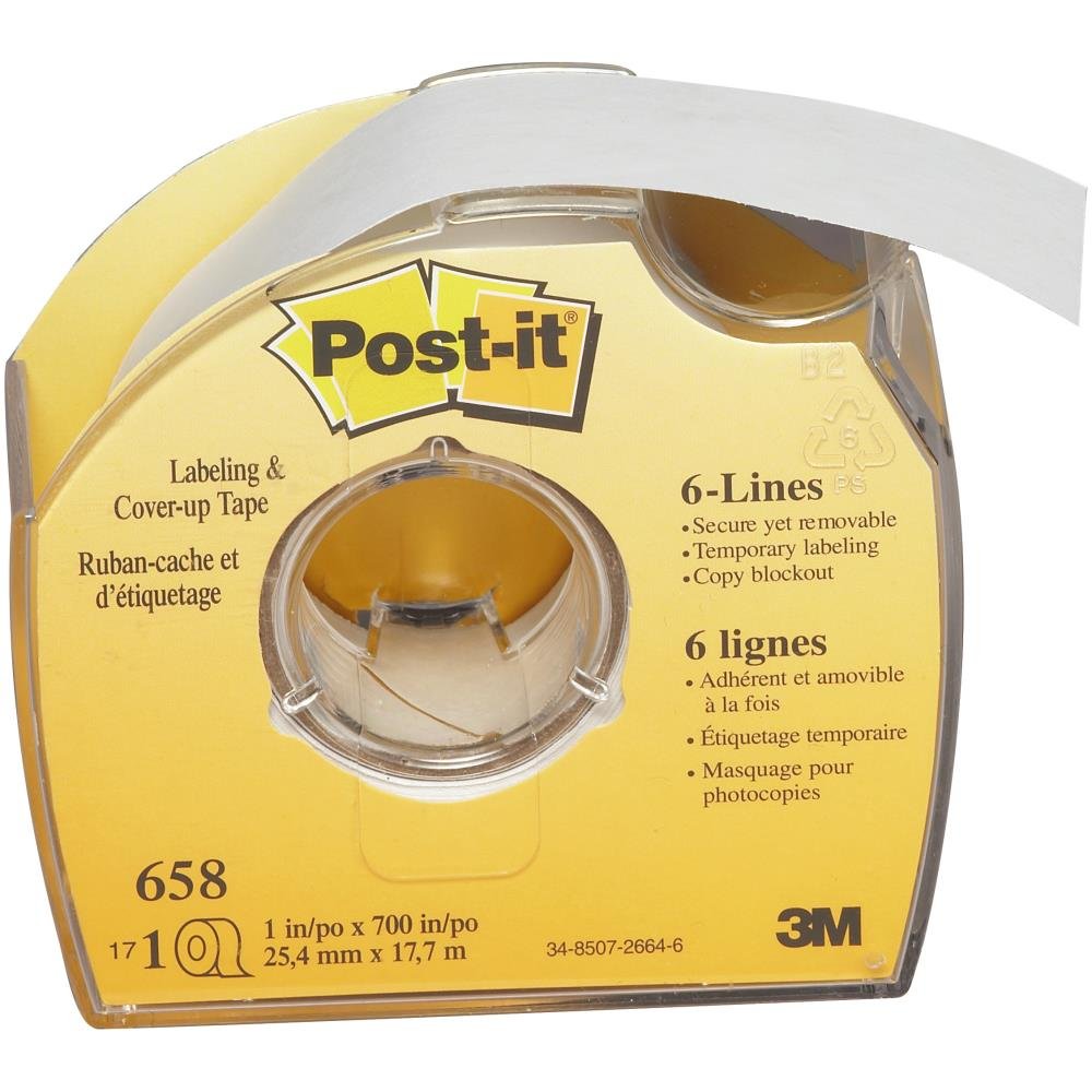 3M PostIt Labeling & CoverUp Tape 1X700 White 068060465313