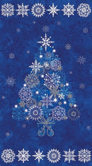 Northcott Stonehenge Christmas Starry Blue Tree Panel NC 14 - Northcott Stonehenge Christmas Starry Blue Tree Panel NC 14