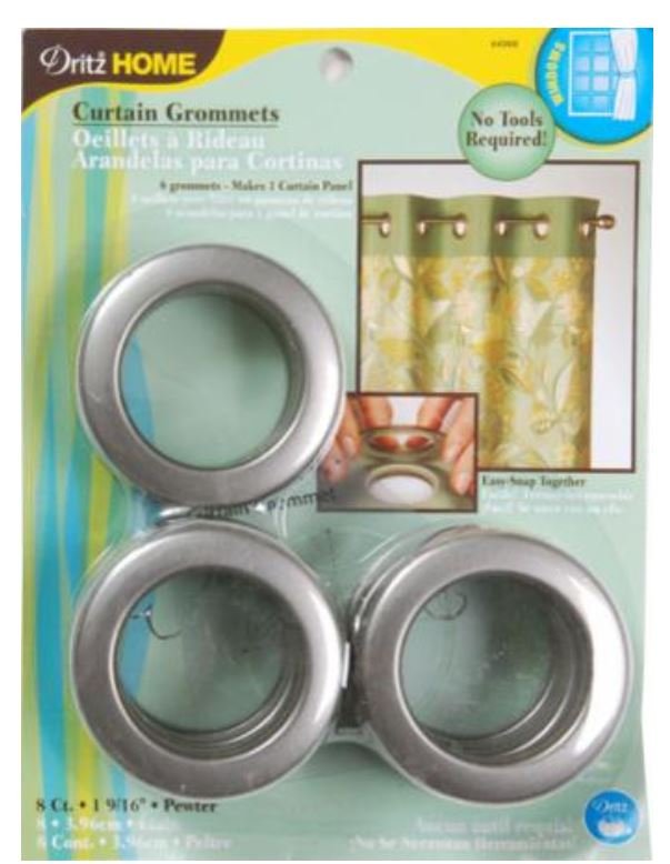 44368 Dritz 1 9 16 Curtain Grommets Pewter 8 Per Set
