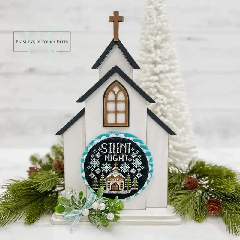 City Chapel Unfinished Wood Cross Stitch Display