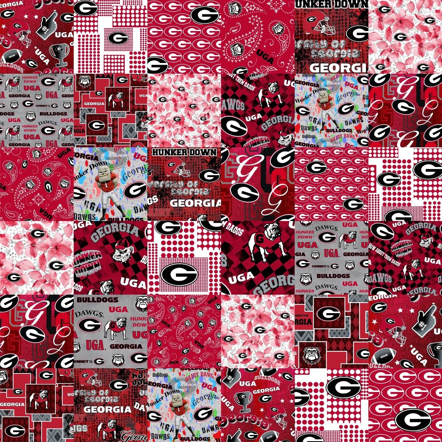 Georgia Bulldogs Fleece Fabric Buffalo Check