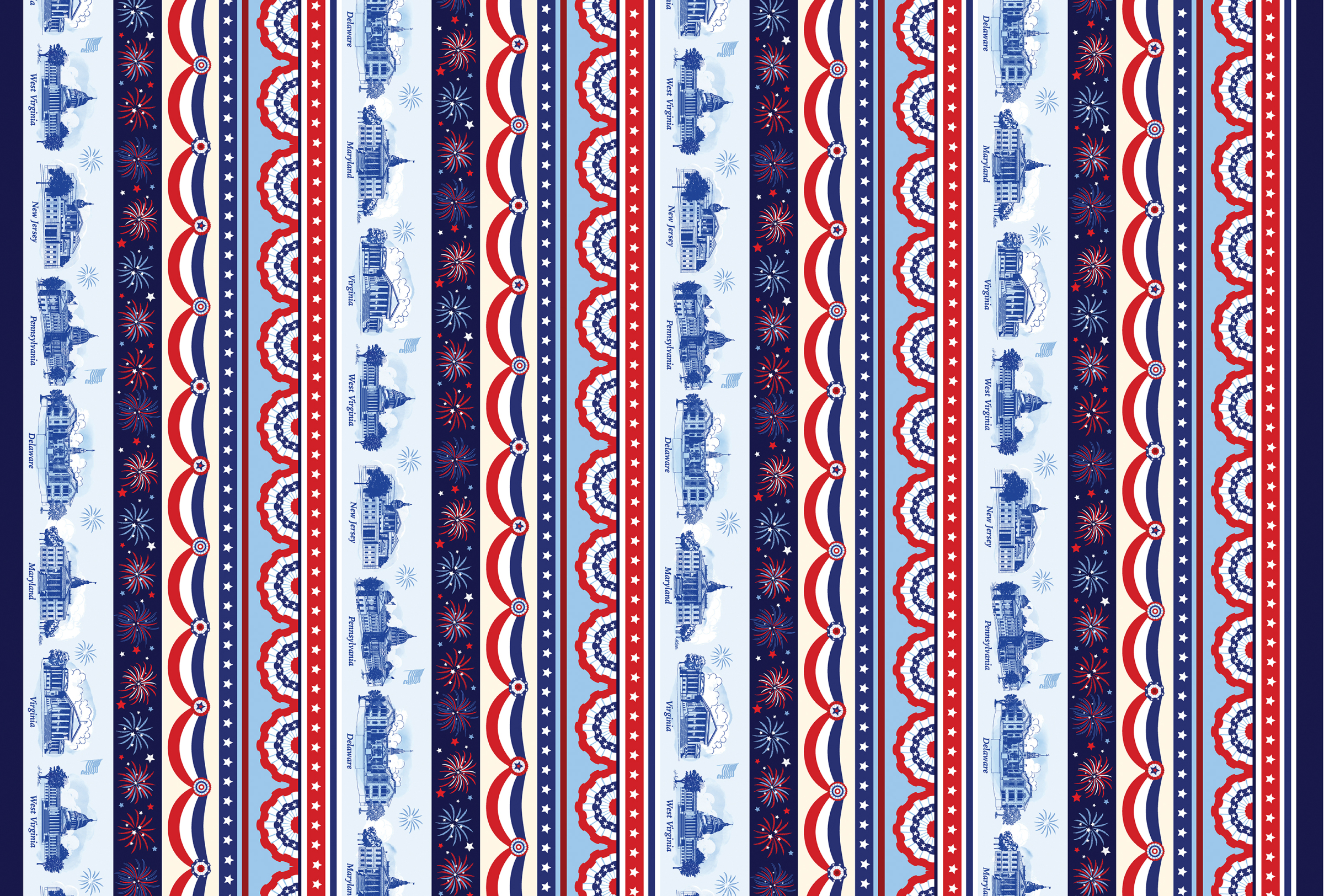 2025 All Mid-Atlantic Shop Hop 15010-99B Multi Stripe from Benartex Fabrics