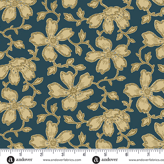 Carolina A-5311-B Blue Vermicular Floral by Jo Morton for Andover Fabrics