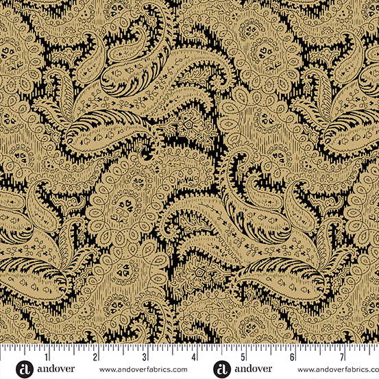 Carolina A-5312-K Black Broad Damask by Jo Morton for Andover Fabrics