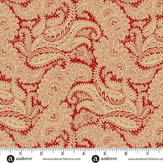 Carolina A-5312-R Red Broad Damask by Jo Morton for Andover Fabrics