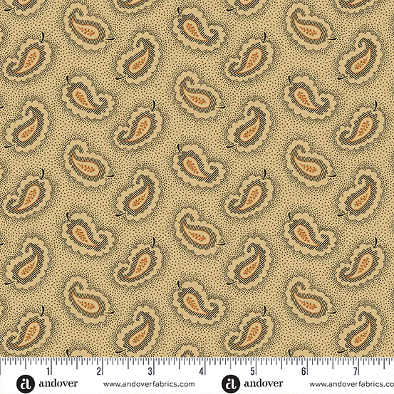 Carolina A-5314-K Black Paisley by Jo Morton for Andover Fabrics